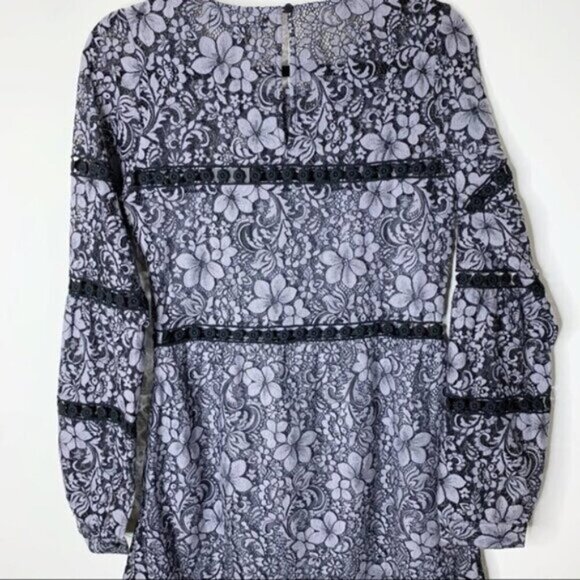 For Love & Lemons Women's Theodora Bell Sleeve Mini Dress Lace Purple Small - Picture 10 of 16
